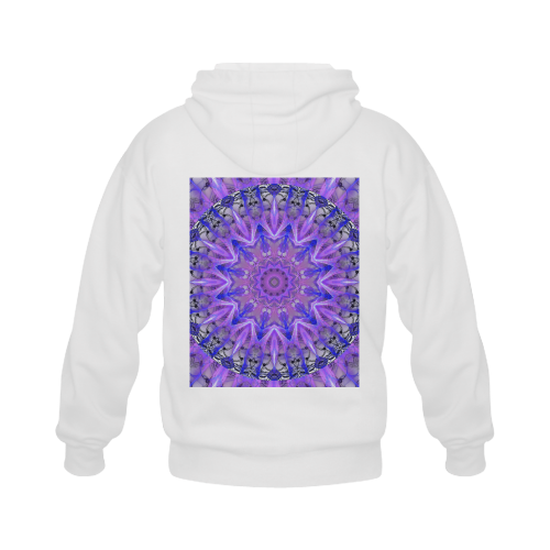 Abstract Plum Ice Crystal Palace Lattice Lace Gildan Full Zip Hooded Sweatshirt (Model H02)