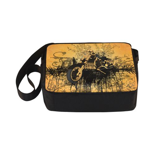 Steampunk, awesome motorcycle with floral elements Classic Cross-body Nylon Bags (Model 1632)