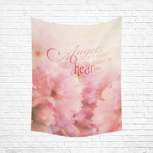 Pink Cherry Blossom for Angels Cotton Linen Wall Tapestry 60"x 80"