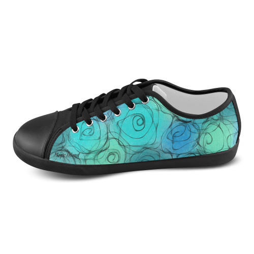 Blue Pastel Roses. Inspired by the Magic Island of Gotland. Women's Canvas Shoes (Model 016)