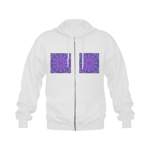 Abstract Plum Ice Crystal Palace Lattice Lace Gildan Full Zip Hooded Sweatshirt (Model H02)