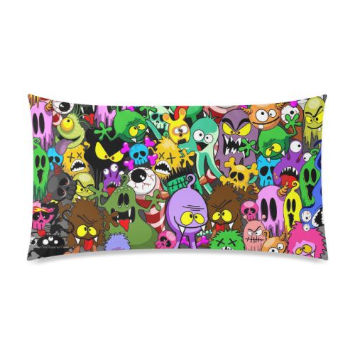 Monsters Doodles Characters Saga Rectangle Pillow Case 20"x36"(Twin Sides)