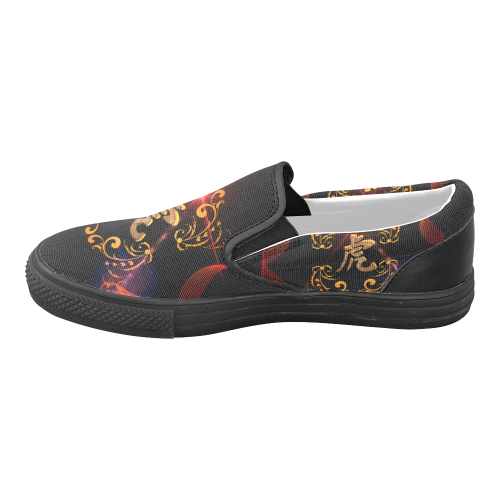 Hieroglyph, the tiger Women's Unusual Slip-on Canvas Shoes (Model 019)