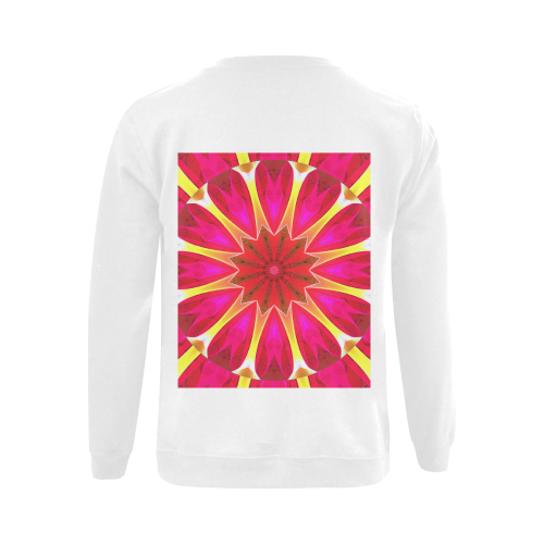 Cherry Daffodil Abstract Modern Pink Flowers Zen Gildan Crewneck Sweatshirt(NEW) (Model H01)