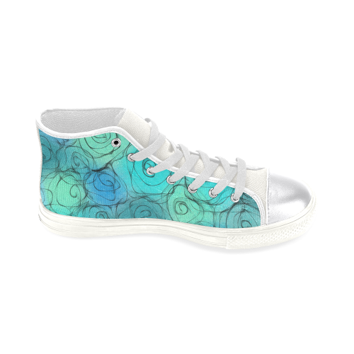 Blue Pastel Roses. Inspired by the Magic Island of Gotland. Women's Classic High Top Canvas Shoes (Model 017)