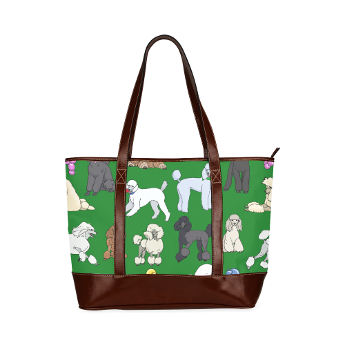 poodles hunter green Tote Handbag (Model 1642)
