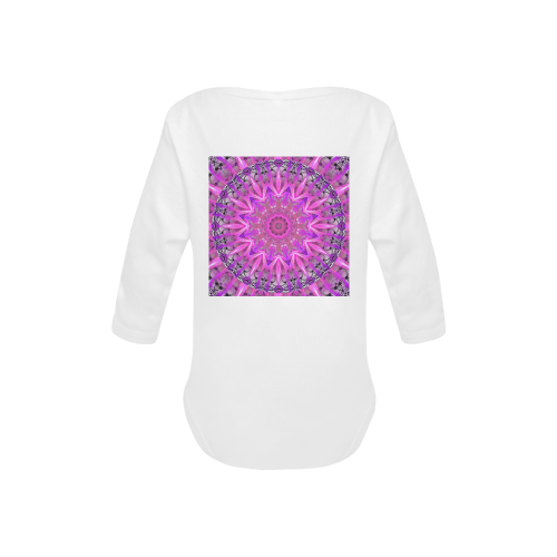 Lavender Lace Abstract Pink Light Love Lattice Baby Powder Organic Long Sleeve One Piece (Model T27)