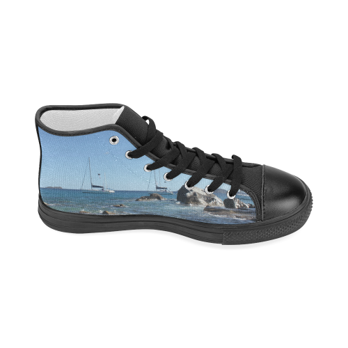 Sailing Boats at Virgin Gorda BVI (black) Women's Classic High Top Canvas Shoes (Model 017)