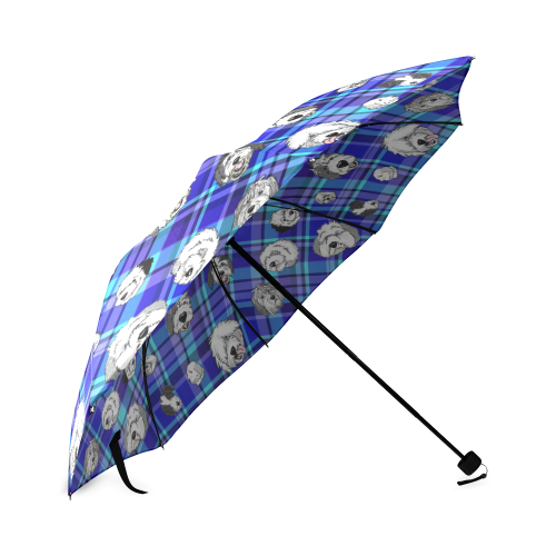 blue plaid umbrella Foldable Umbrella (Model U01)