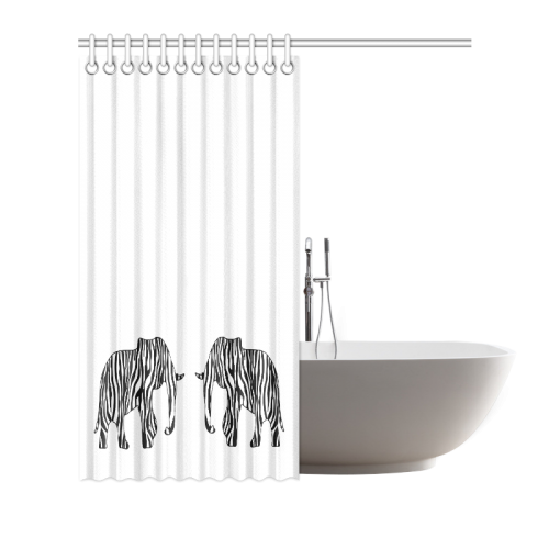 ZEBRAPHANT Elephant with Zebra Stripes black white Shower Curtain 72"x72"