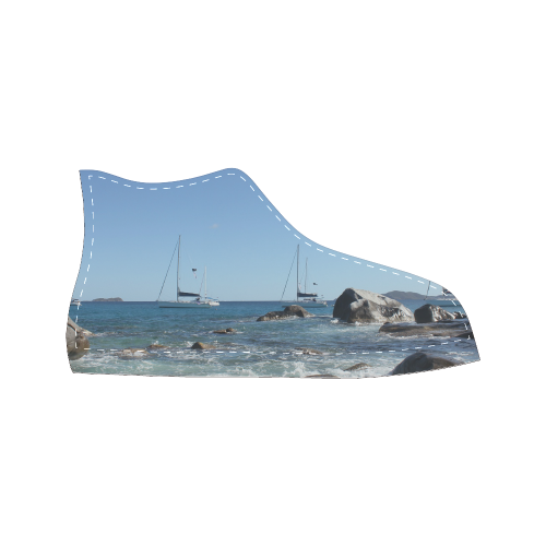 Sailing Boats at Virgin Gorda BVI (black) Women's Classic High Top Canvas Shoes (Model 017)