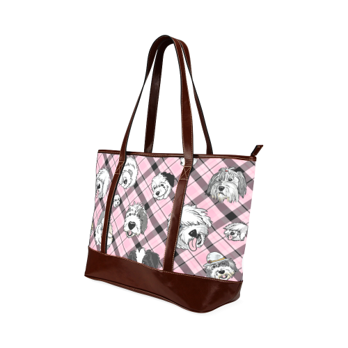 Oes Faces Pink Plaid Tote Handbag (Model 1642)