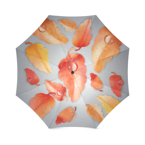 Leaves on gray Foldable Umbrella (Model U01)