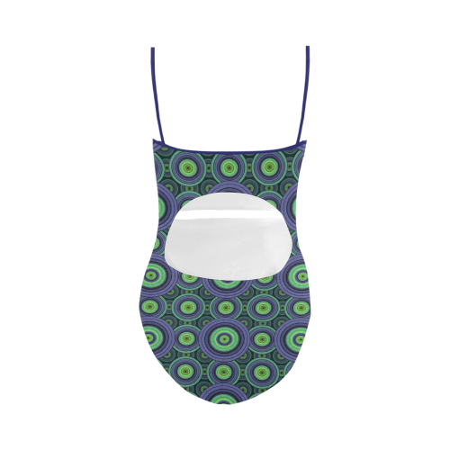 Green and Blue Stitched  Pattern Strap Swimsuit ( Model S05)