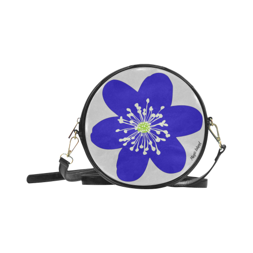 Blue Anemone Hepatica (big). Inspired by the Magic Island of Gotland. Round Sling Bag (Model 1647)