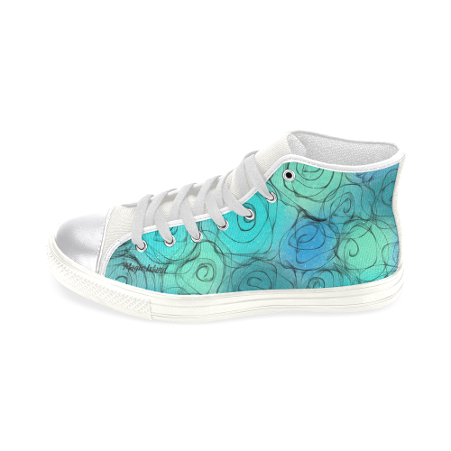 Blue Pastel Roses. Inspired by the Magic Island of Gotland. Women's Classic High Top Canvas Shoes (Model 017)