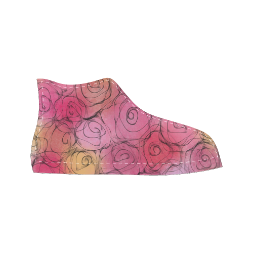 Red Pastel Roses. Inspired by the Magic Island of Gotland. Women's Classic High Top Canvas Shoes (Model 017)