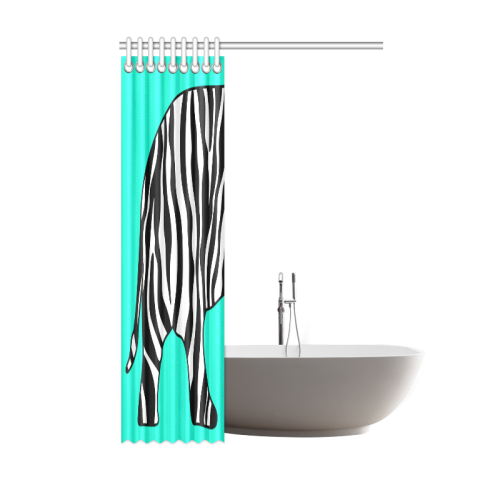 ZEBRAPHANT Elephant with Zebra Stripes black white Shower Curtain 48"x72"