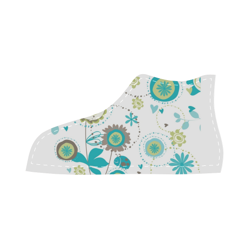 Floral High Top Canvas Kid's Shoes (Model 002) ID D410834