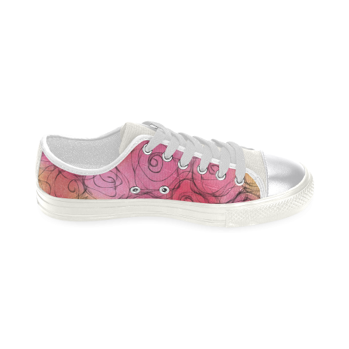 Red Pastel Roses. Inspired by the Magic Island of Gotland. Women's Classic Canvas Shoes (Model 018)