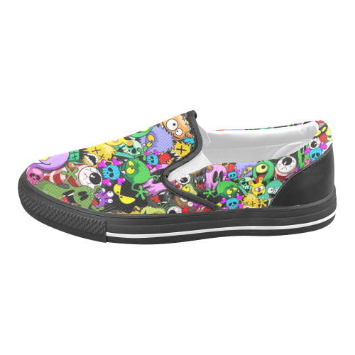 Monsters Doodles Characters Saga Women's Unusual Slip-on Canvas Shoes (Model 019)