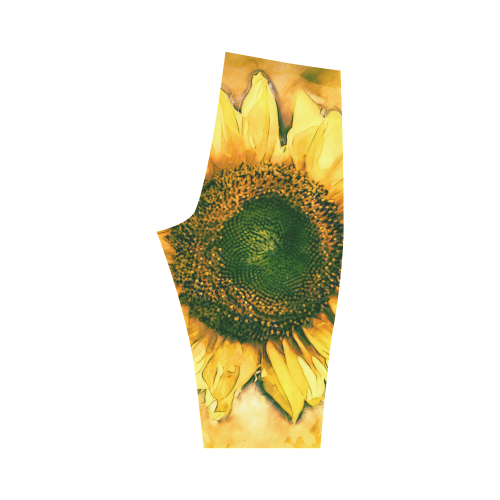 Painting Sunflower - Life is in full bloom Hestia Cropped Leggings (Model L03)