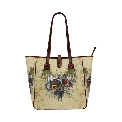 Surfing, surfdesign with surfboard and palm Classic Tote Bag (Model 1644)