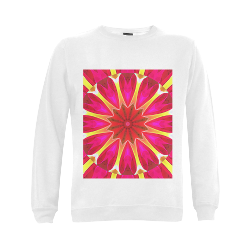 Cherry Daffodil Abstract Modern Pink Flowers Zen Gildan Crewneck Sweatshirt(NEW) (Model H01)