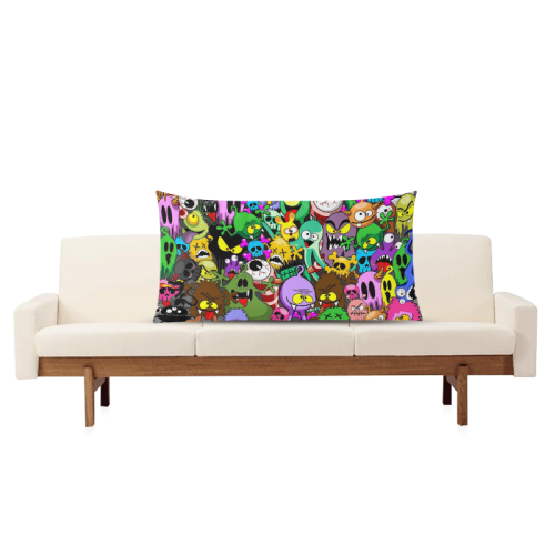 Monsters Doodles Characters Saga Rectangle Pillow Case 20"x36"(Twin Sides)