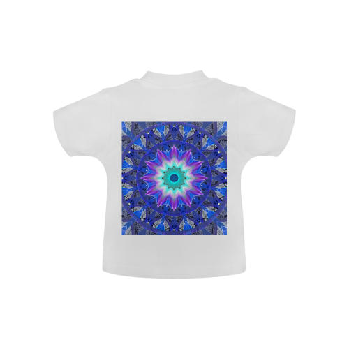 Blue Ice Merry Aqua Violet Foliage Flowers Zen Baby Classic T-Shirt (Model T30)