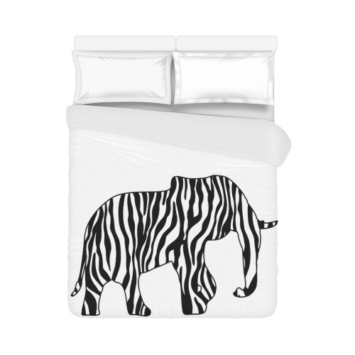 ZEBRAPHANT Elephant with Zebra Stripes black white Duvet Cover 86"x70" ( All-over-print)