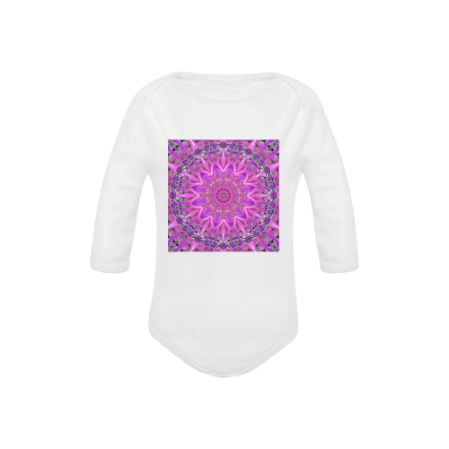 Lavender Lace Abstract Pink Light Love Lattice Baby Powder Organic Long Sleeve One Piece (Model T27)