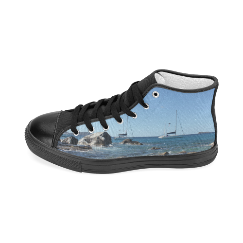 Sailing Boats at Virgin Gorda BVI (black) Women's Classic High Top Canvas Shoes (Model 017)