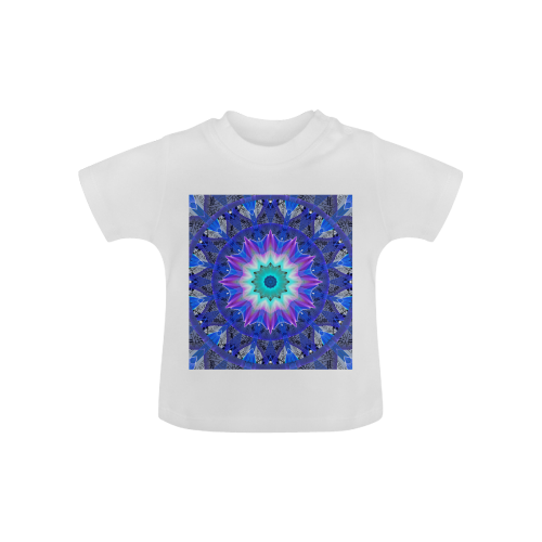 Blue Ice Merry Aqua Violet Foliage Flowers Zen Baby Classic T-Shirt (Model T30)