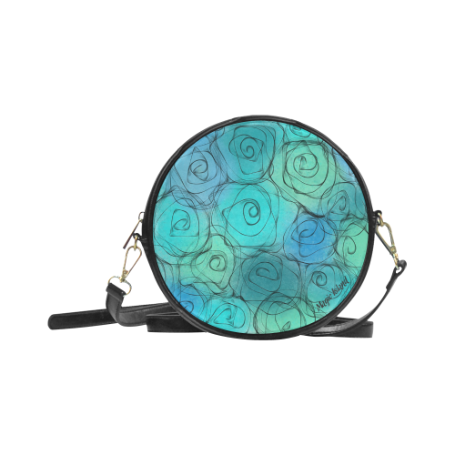 Blue Pastel Roses. Inspired by the Magic Island of Gotland. Round Sling Bag (Model 1647)