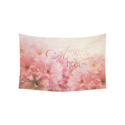 Pink Cherry Blossom for Angels Cotton Linen Wall Tapestry 60"x 40"