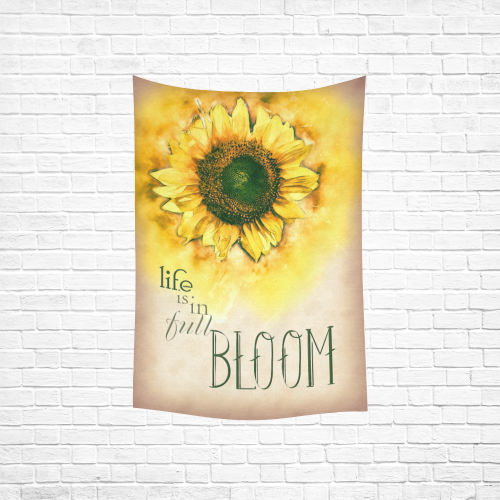 Painting Sunflower - Life is in full bloom Cotton Linen Wall Tapestry 40"x 60"