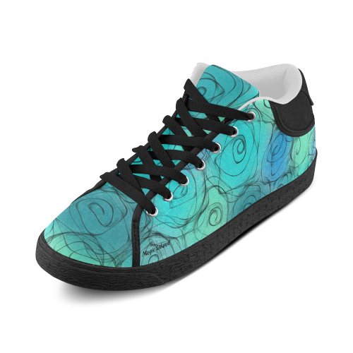 Blue Pastel Roses. Inspired by the Magic Island of Gotland. Women's Chukka Canvas Shoes (Model 003)