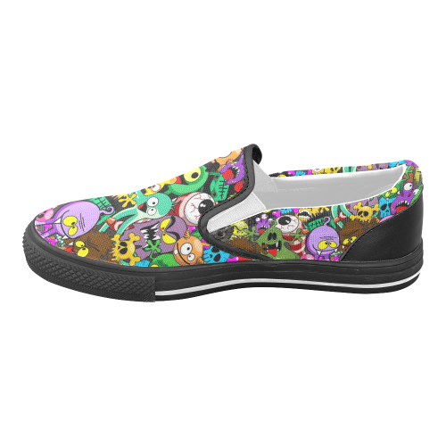 Monsters Doodles Characters Saga Women's Unusual Slip-on Canvas Shoes (Model 019)