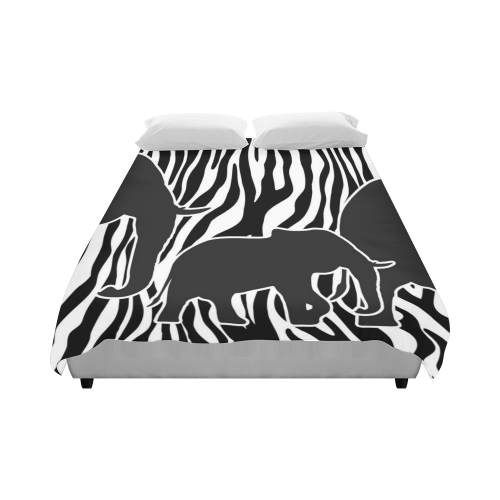 ELEPHANTS to ZEBRA stripes black & white Duvet Cover 86"x70" ( All-over-print)