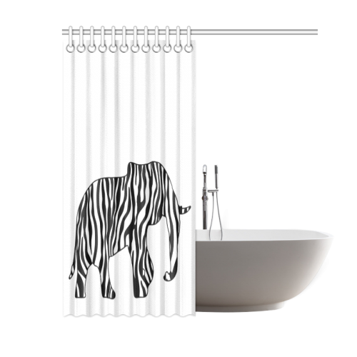 ZEBRAPHANT Elephant with Zebra Stripes black white Shower Curtain 60"x72"