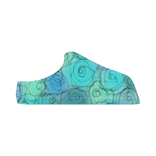 Blue Pastel Roses. Inspired by the Magic Island of Gotland. Women's Chukka Canvas Shoes (Model 003)