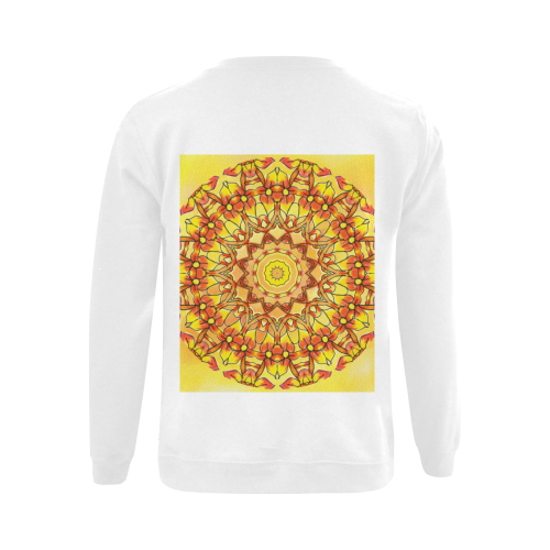 Orange Yellow Sunflower Mandala Red Zendoodle Gildan Crewneck Sweatshirt(NEW) (Model H01)