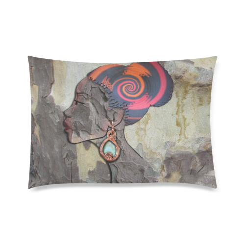 African lady profile on Bark Custom Zippered Pillow Case 20"x30" (one side)