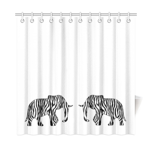 ZEBRAPHANT Elephant with Zebra Stripes black white Shower Curtain 72"x72"