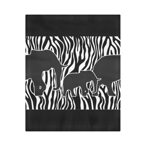 ELEPHANTS to ZEBRA stripes black & white Duvet Cover 86"x70" ( All-over-print)