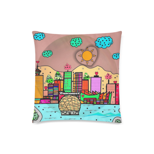 Vancouver Popart by Nico Bielow Custom Zippered Pillow Case 18"x18"(Twin Sides)