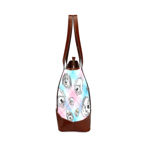 OES faces pink & blue Plaid Tote Handbag (Model 1642)