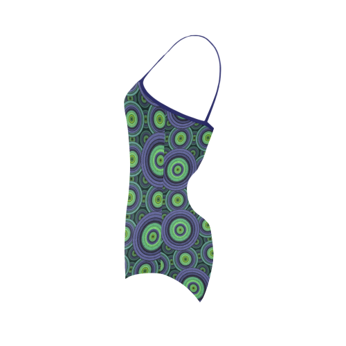 Green and Blue Stitched  Pattern Strap Swimsuit ( Model S05)