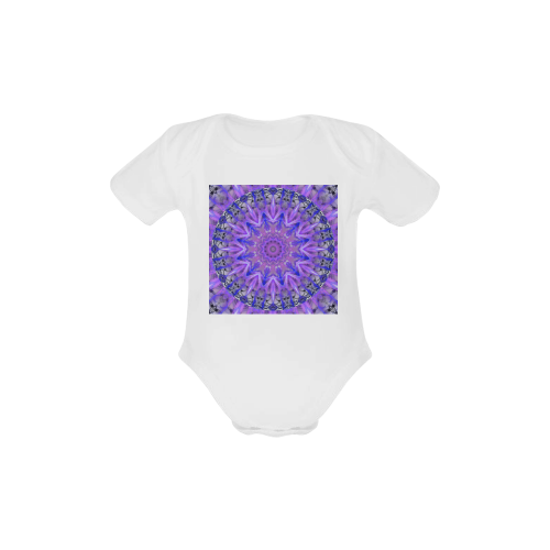 Abstract Plum Ice Crystal Palace Lattice Lace Baby Powder Organic Short Sleeve One Piece (Model T28)